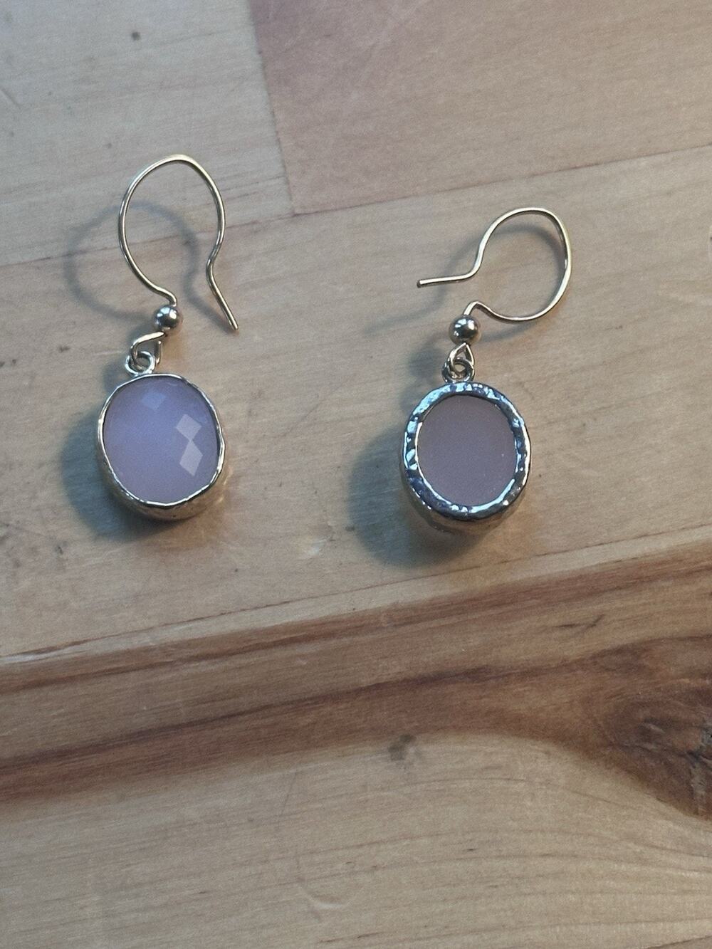 925 Sterling Silver Pink Rose Quartz Double Drop Dangle Earrings